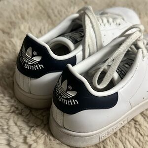 Mens ADIDAS Stan Smith Shoes M20325 Core White / Core White / Dark Blue Size 9.5